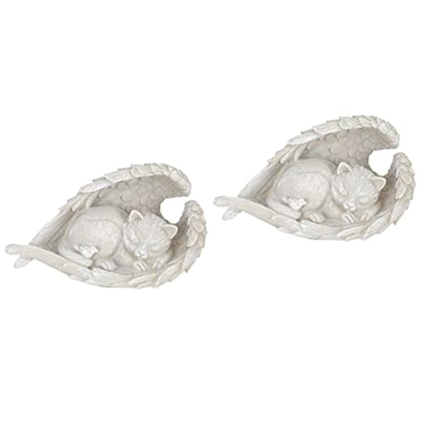 PATKAW 2 Stuks In Herinnering Geschenken Home Decoratie Huisdier Begraafplaats Stenen Kat Met Vleugels Tuin Standbeeld Huisdier Gedenksteen Kat Eerbetoon Standbeeld Buiten Slapen Kat